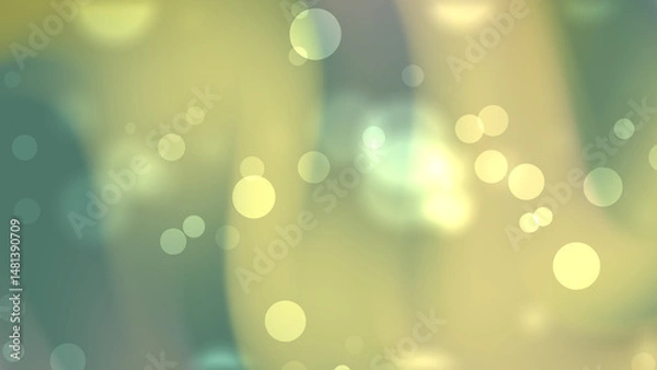 Fototapeta Digitally created, out-of-focus image with a variety of pale green and yellow hues and small, bright circles.  The background is smooth and softly blended.