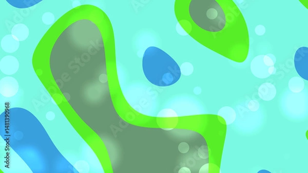 Fototapeta Dynamic abstract design featuring vibrant layers of soft colors and patterns in a playful, smooth style.  The layered shapes and circles create a visually interesting and engaging backdrop.