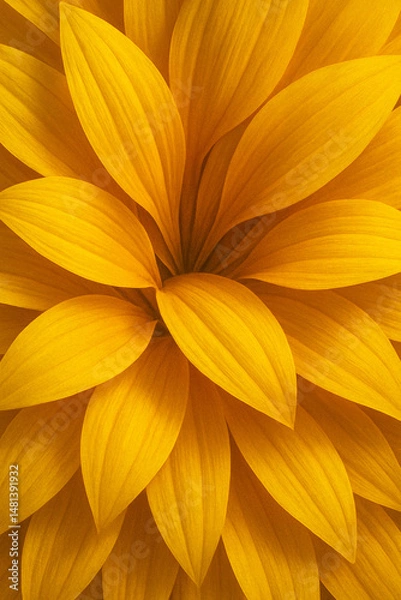 Fototapeta Ultra-detailed close-up of vibrant sunflower petals layered seamlessly to create a bright and cheerful floral background. High-resolution, natural textures, delicate gradients of yellow and gold