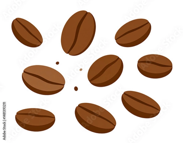 Fototapeta Coffee beans scattered on a dark background