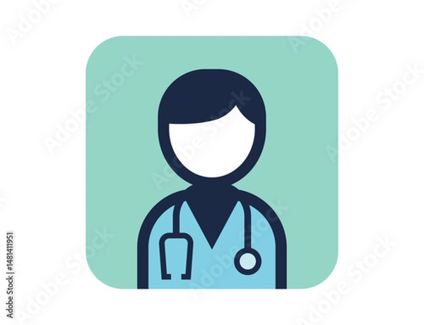 Fototapeta 医師ドクターのシンプルな四角いカラフルカラーイラストアイコン