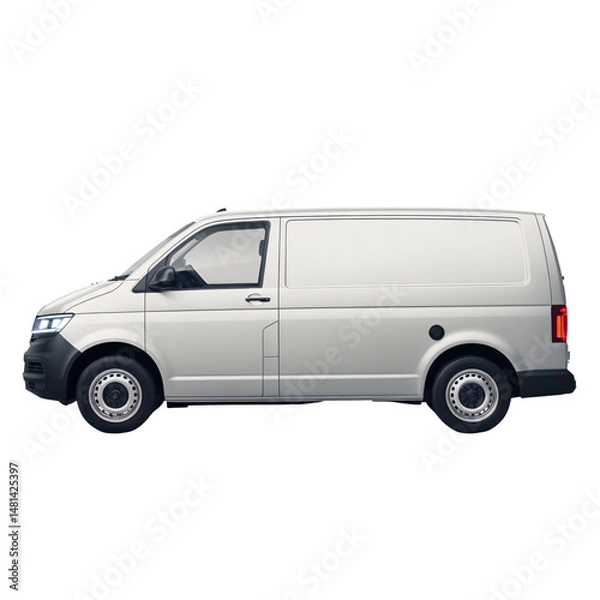 Fototapeta Sleek White Van on White Background for Commercial Use