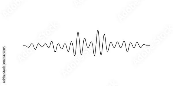 Fototapeta Continuous line sound wave music audio icon one art voice hand. Podcast wave line sound soundwave noise sketch drawn drawing doodle outline recording frequency vocal waveform microphone background
