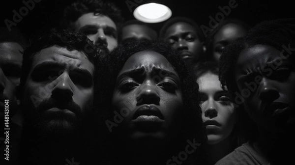 Fototapeta multiracial group staring into camera
