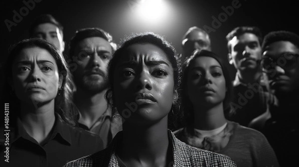 Fototapeta multiracial group, staring into camera