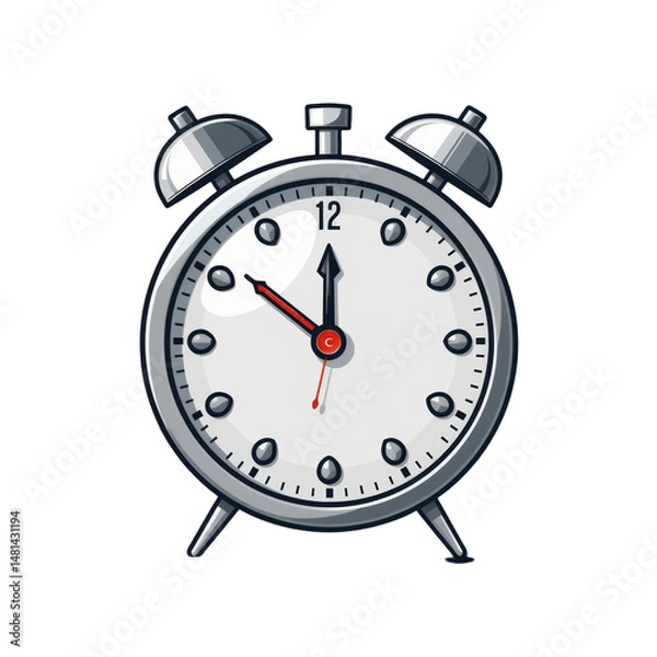 Obraz Classic analog alarm clock showing the time at 11:05 with a metallic frame and two bells on top.
