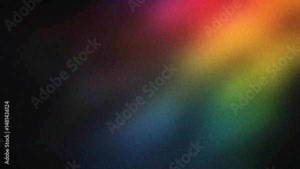 Fototapeta Blurry spectral gradient with chromatic noise. Abstract background with grain texture