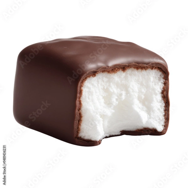Fototapeta Delicious Chocolate Covered Marshmallow Candy Treat isolated on transparent background