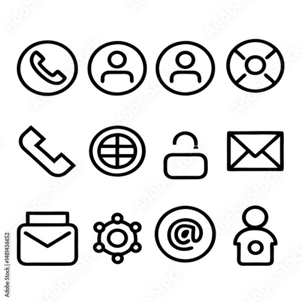 Fototapeta Contact and Communication Icons with Variations