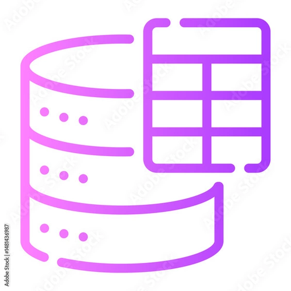 Fototapeta database table gradient icon