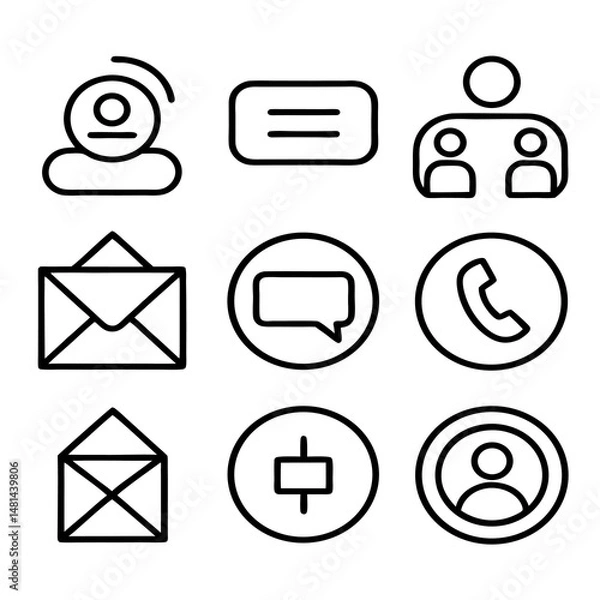 Fototapeta Contact and Communication Icons with Variations