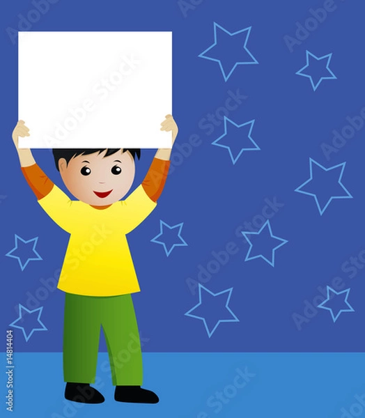 Fototapeta Boy holding a banner