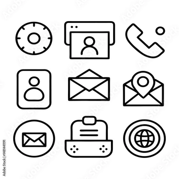 Fototapeta Contact and Communication Icons with Variations