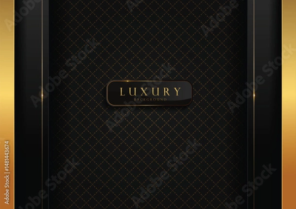 Fototapeta Elegant black gold geometric background, abstract wallpaper design for website layout, presentation cover branding, vector art, not AI generated