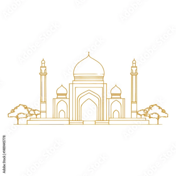 Obraz Golden mosque drawing architecture illustration vector