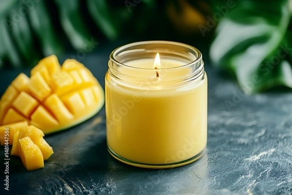 Obraz Scented candle with mango slices