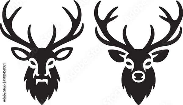 Obraz deer head vector, deer face, antler illustration, cartoon deer head, majestic deer, wild deer head, deer profile, deer skull, stag head vector