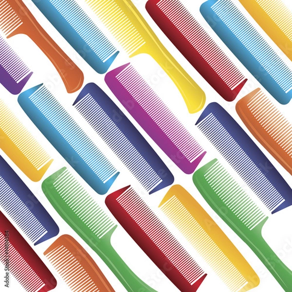 Fototapeta Brightly colored combs on white