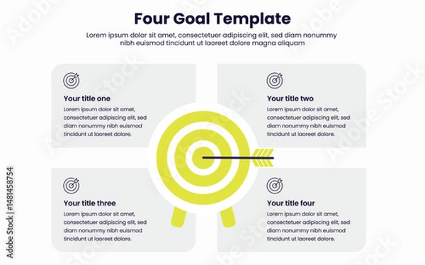 Obraz Goal Infographic template for business 4 parts, options, presentation, infographics elements vector illustration. Editable vector infographic