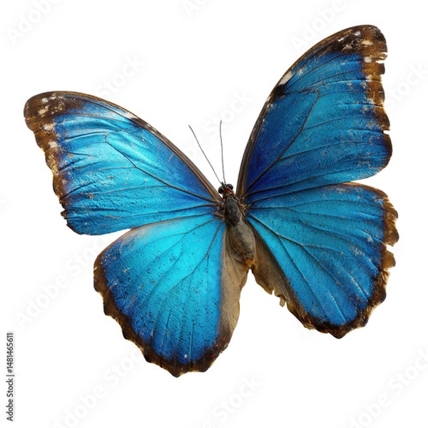 Obraz Close-up of a vibrant blue butterfly with delicate wings. transparent background