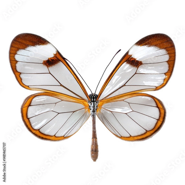 Obraz Stunning butterfly with intricate white and orange patterns. transparent background
