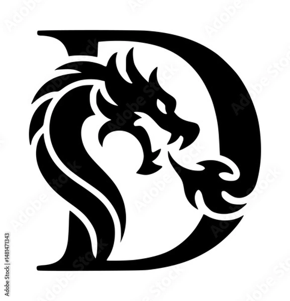 Obraz Dragon head inside D latter logo