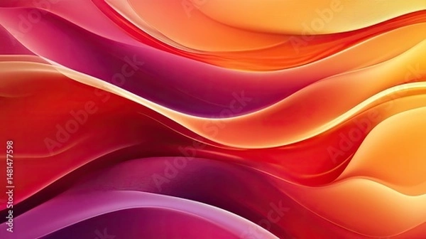 Fototapeta abstract background with smooth lines in red and yellow colors ,3d rendering of abstract wavy background with red and pink gradient