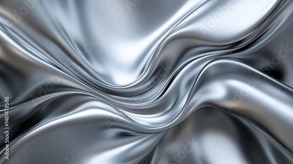 Fototapeta Abstract Background of Flowing, Chrome Liquid Metal, with Ripples and Reflections ,Abstract silver gradient background