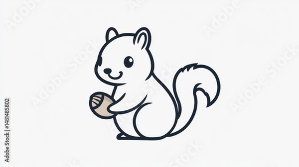 Fototapeta Cute cartoon squirrel holding nut (1)