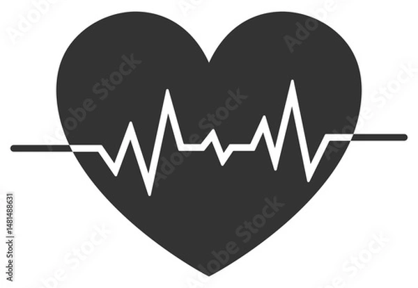 Fototapeta Heart beat pulse flat icon for medical isolated on white background.