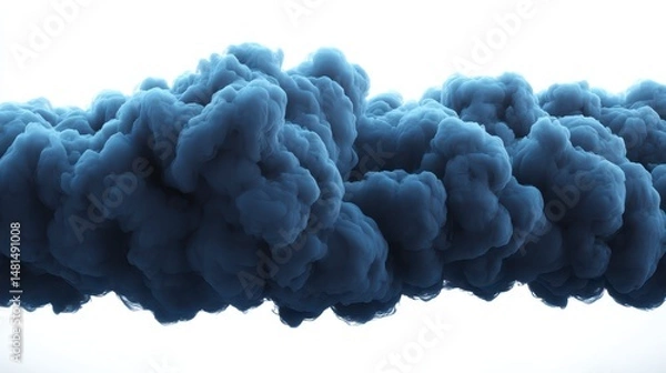 Obraz Dramatic Dark Blue Smoke Cloud  Abstract Background  PNG  Texture  Design Element
