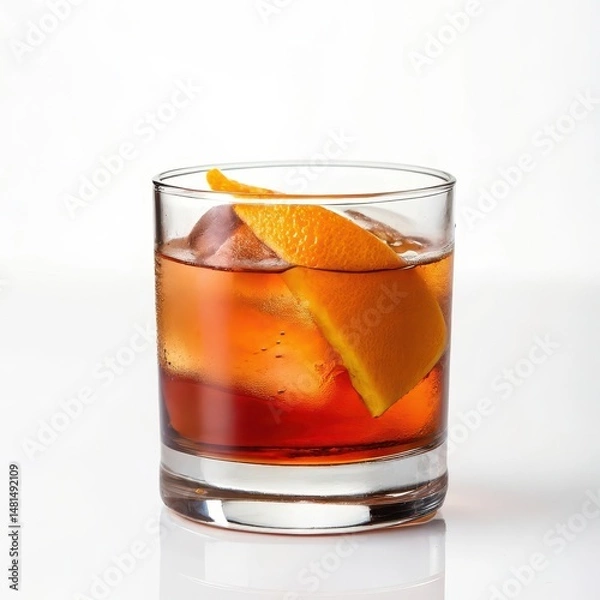 Fototapeta Classic old fashioned cocktail served in a stylish glass highlighting its rich color and garnished for an elegant experience