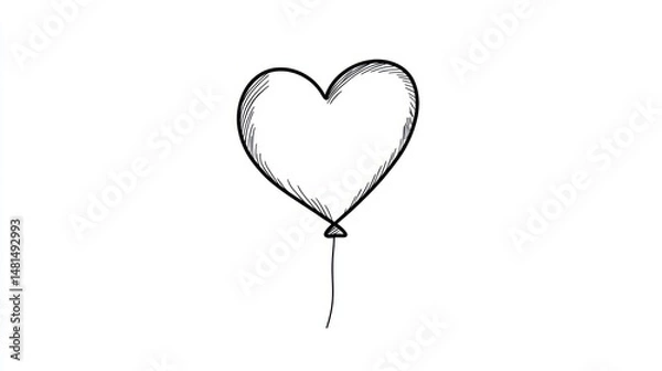 Fototapeta Simple heart-shaped balloon sketch