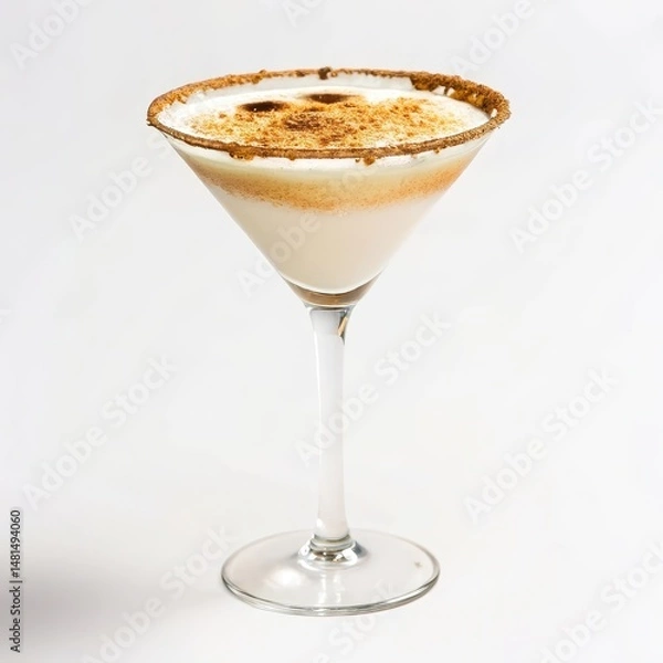 Fototapeta Unique toasted marshmallow martini captured in high contrast side view for a whimsical and unforgettable drinking experience