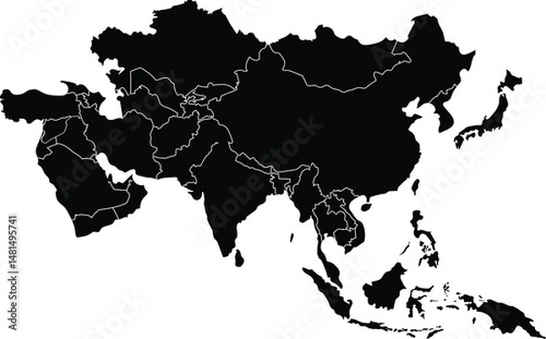 Obraz Asia Map Black and white