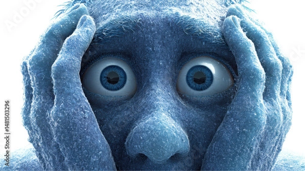 Obraz A frightened and anxious figure in cool tones. transparent background