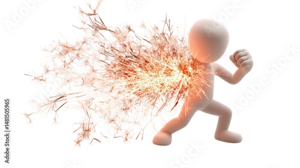 Obraz Dynamic figure demonstrates explosive energy. transparent background