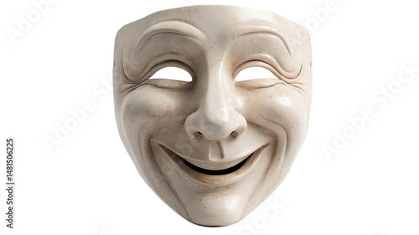 Obraz Smiling mask symbolizing joy and performance. transparent background