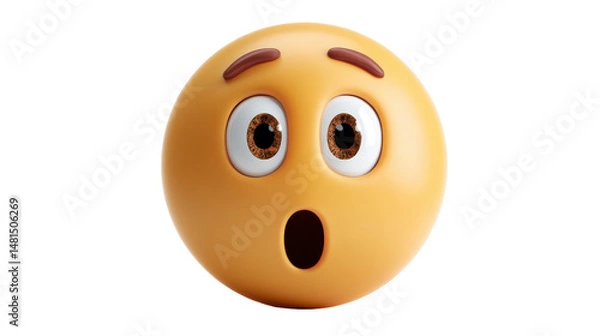 Obraz Surprised emoticon with wide eyes and open mouth. transparent background