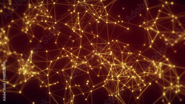 Fototapeta Bright digital plexus network connecting data points, abstract information flow background, futuristic technology texture in high resolution