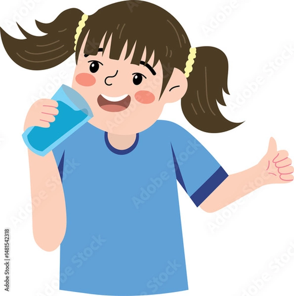 Obraz Happy kid drinking water