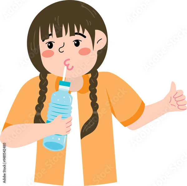 Obraz Child drinking clean water daily