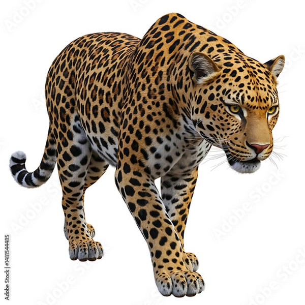 Fototapeta Wild Leopard Predator in Motion On Transparent Background



