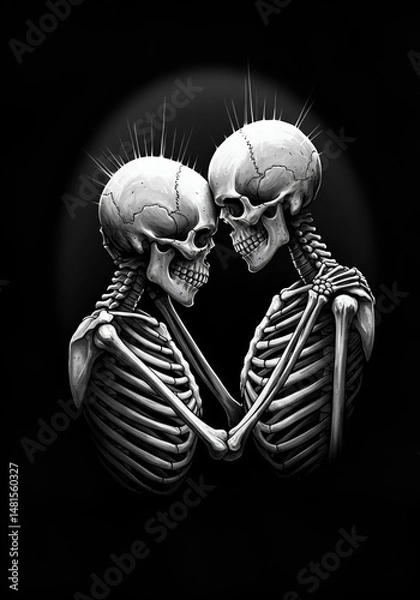 Obraz Two Skeletons in Love - Macabre Art
