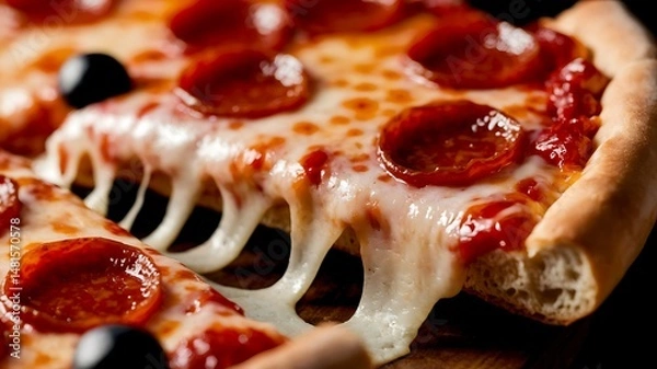 Fototapeta A slice of pizza with melted cheese