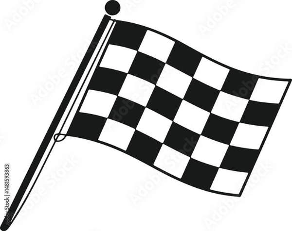 Fototapeta Racing single flag silhouette vector