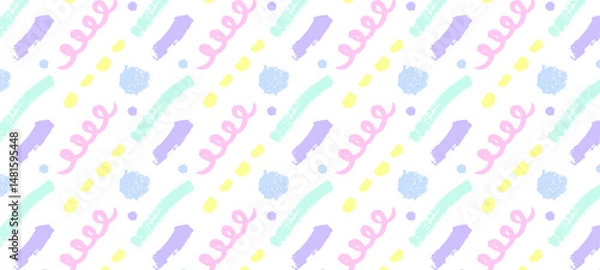 Fototapeta パステルカラーの手書きの模様のシームレスパターン
