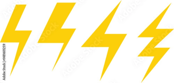 Fototapeta set of yellow lightning bolt. hand drawn lightning bolt vector illustration.