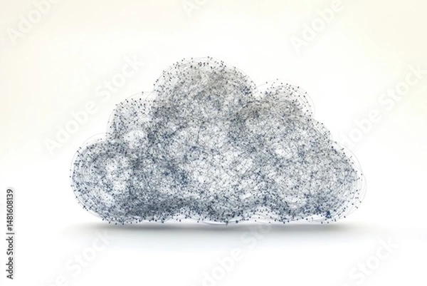 Fototapeta Abstract cloud representation.  Networked data points forming a cloud shape