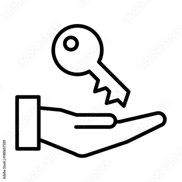 Obraz 物件引き渡しで鍵を渡す線画アイコン